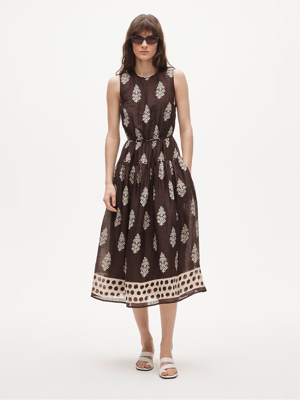 J Crew open-back dress in cocoa block print